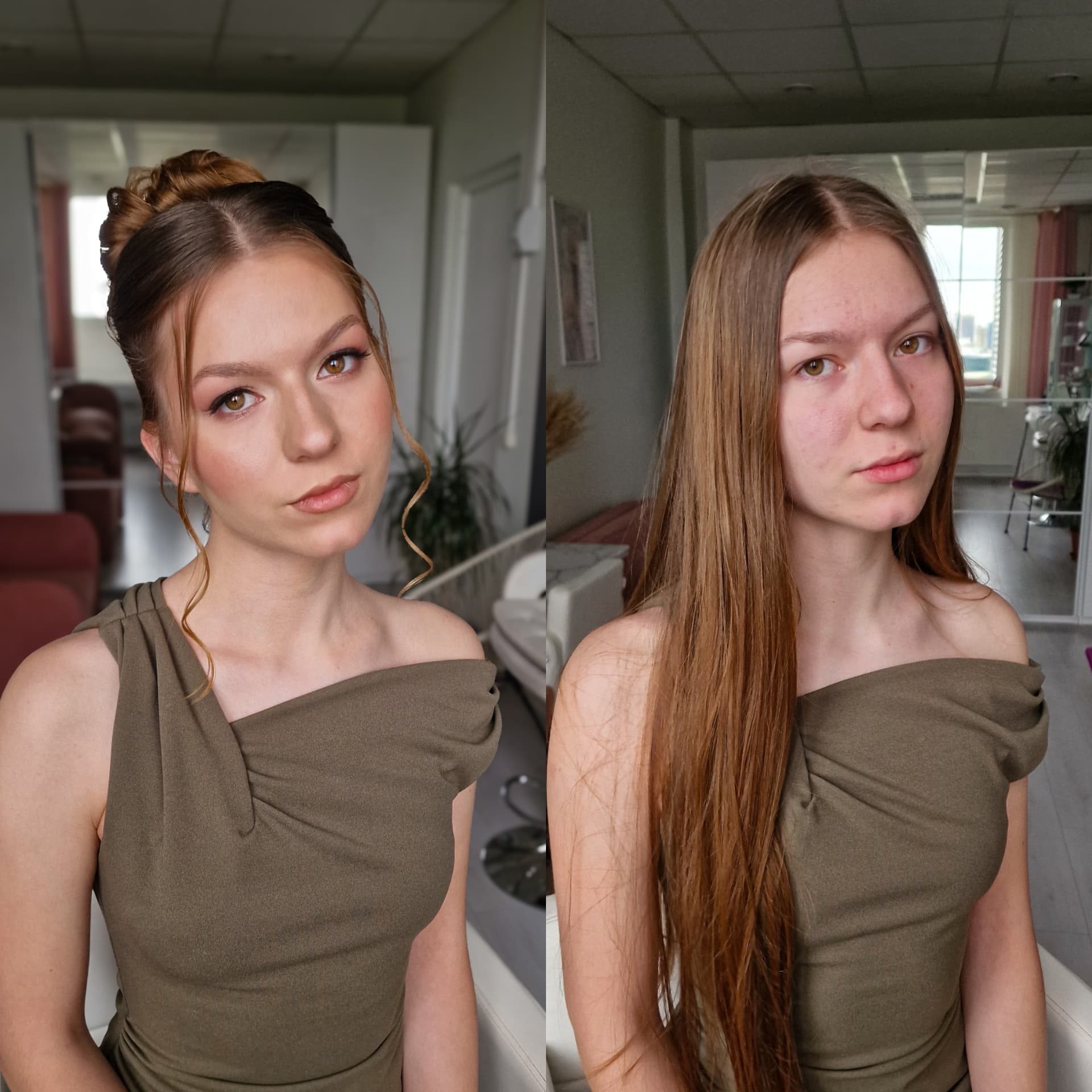 Enne ja pärast: pidulik soeng ja jumestus